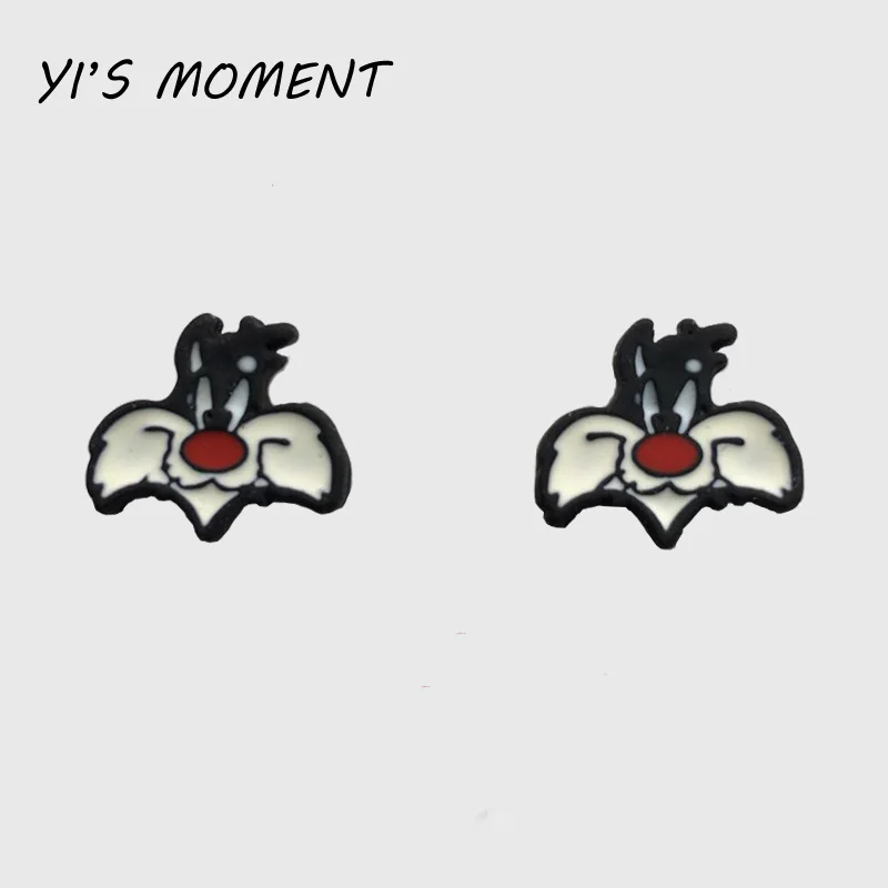 Новая модель подарок на день рождения эмаль животных ювелирные изделия прекрасный с изображением кота Сильвестра серьги гвоздики женские серьги для детей