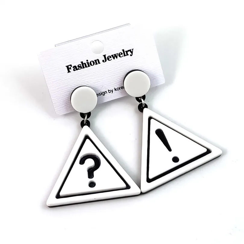 2019 New Fashion Women Symbol Exaggerated Sexy Earrings Exclamation Mark Question Mark Acrylic Earrings Wholesale #3E22 (5)