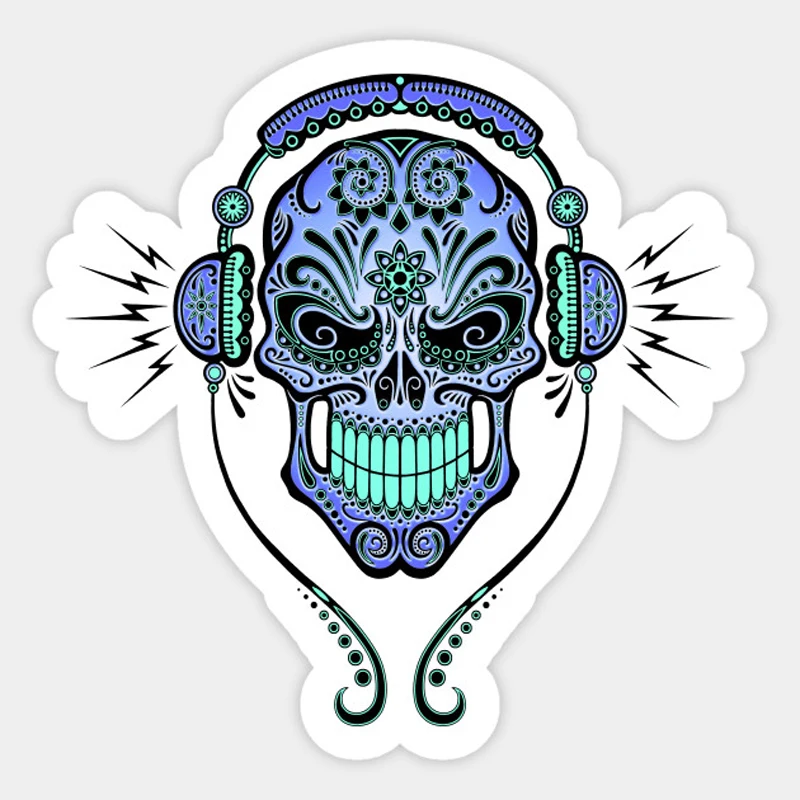 1pcs 12cm Cool Accessories Decal Wearing headphones Skull Car Sticker PVC | Автомобили и мотоциклы