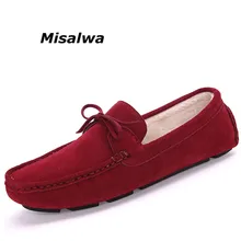 Misalwa Loafer Confortável E Casual Inverno dos homens Para Homens 2018 Mocassim Driving Preguiçoso Sapato Sola De Borracha de Couro Feitos À Mão Pele mocassins