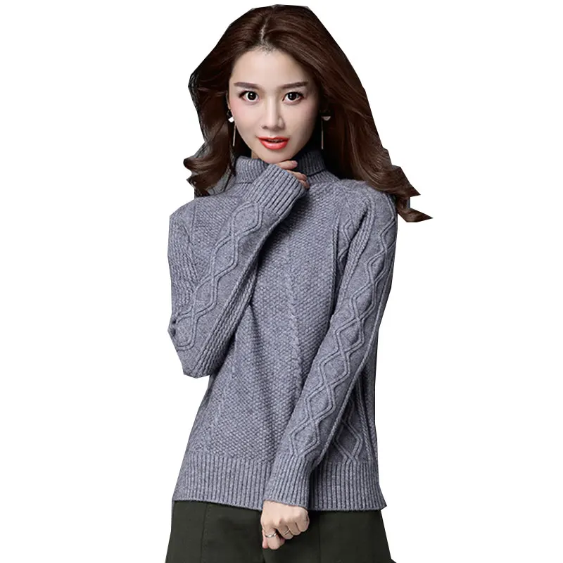 

Vadim Autumn Winter Cardigan Large size Women Knit Turtleneck Sweater 2017New Thick Solid Color Sweater Fashion Pull Femme Hiver