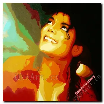 

Hand Painted Modern Oil Painting On Canvas POP Art Audrey Michael Jackson Portrait M004 Home Decoration Wall Pictures