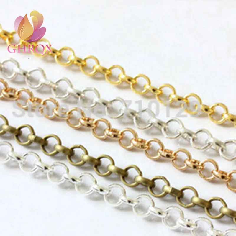 

GHRQX 2meter 3.5 mm Metal Links Opened Chains Findings fashion jewelry make necklace bracelets