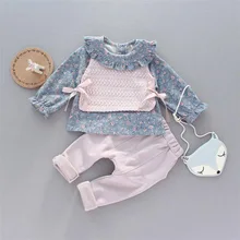 Roupa infantil/ осенний комплект для маленьких девочек 0-3 лет, милая одежда принцессы для девочек, комплект одежды из трех предметов, подарок