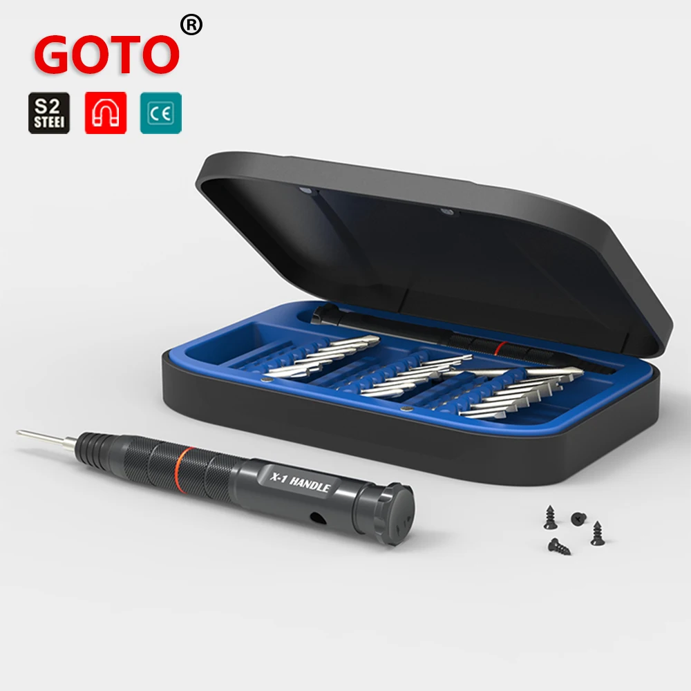 

GOTO newest 22 in 1 precision ph00,1,2 slotted torx screwdriver set black bit holder tool kit cell phone sunglasse for iphone