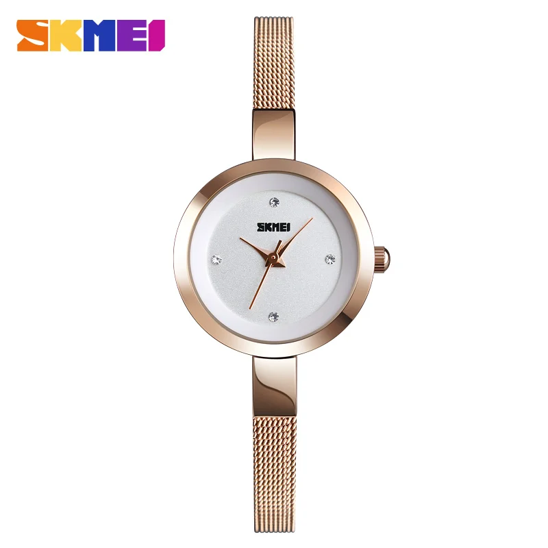 

SKMEI Quartz Women Watch Luxury Thin Stainless Steel Strap Fashion Wristwatch Casual Resistant Female Watch Relogio Feminino