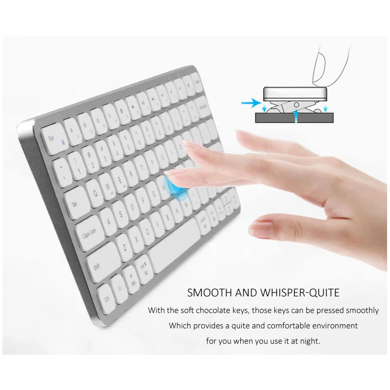 B. O. W Plug and Play перезаряжаемая беспроводная клавиатура и мышь комбо для компьютера с Nano USB Приемником, 78 клавиш, бесшумный дизайн