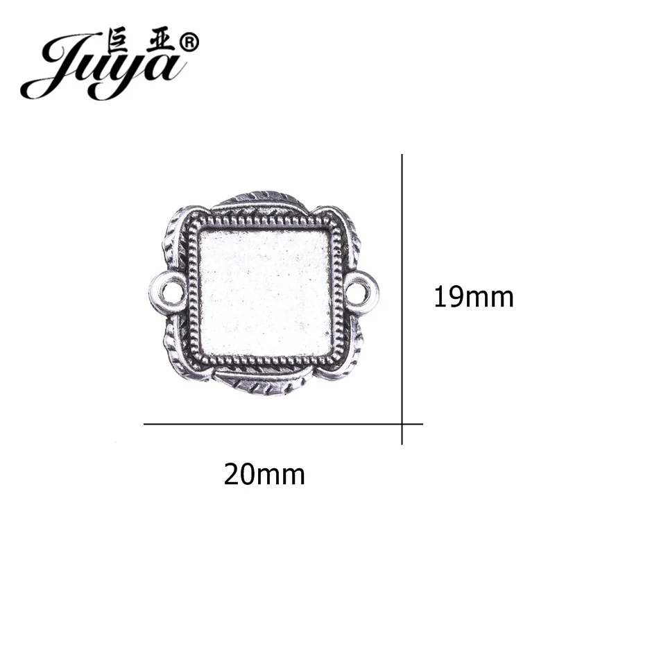 10 шт./лот 12 мм Кружева квадратный разъем кольца с кабошонами кулон в виде блюдца Резные листья металлические Кабошон Установка DIY ювелирных изделий AD0193