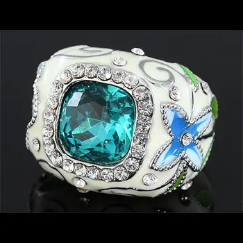 

Peacock Star Aqua Blue 3.5 Carat Ring use Austrian Crystal CSR161