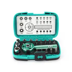 Proskit Multi-functional Palm Ratchet Bit Socket Set отвертка комплект Инструменты для ремонта домашний бытовой адаптер хвостовик 1/4"