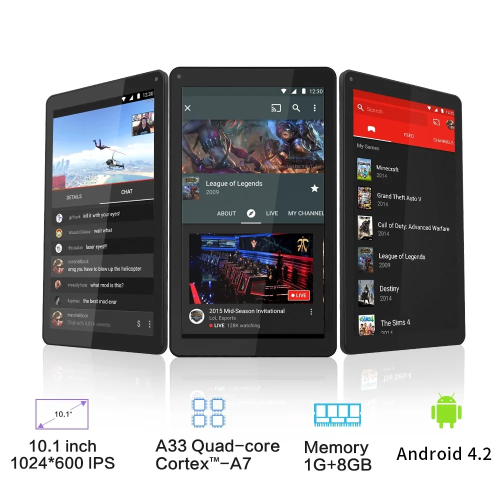 YUNTAB 10,1 дюймов D102 Android4.2 планшетный ПК Allwinner A33 4 ядра Процессор, 1024*600 HD Разрешение с двойной Камера 5500 мАч Батарея