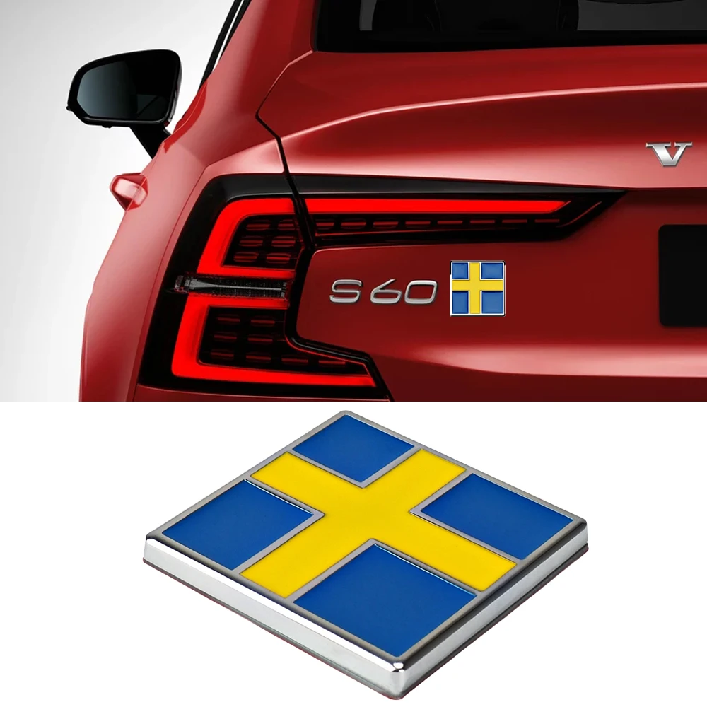 Металлическая хромированная 3D эмблема, автомобильный декор, стикер, Шведский флаг, значок, креативный для Volvo S80 V40 S90 XC60, кузов, задний багажник, автомобильный стиль