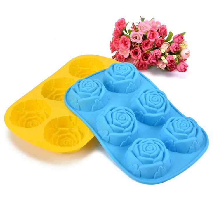 6 rose flower silicone cake mold Ice cream Chocolate molds soap