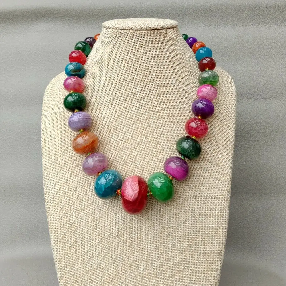 

19" Multi Color Rondelle Graduate Stone Necklace
