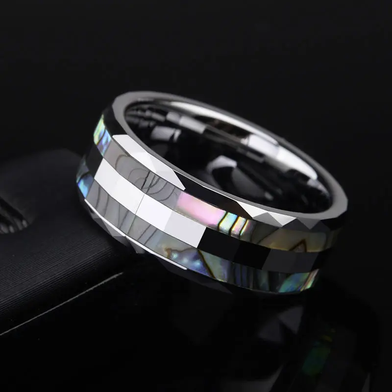Morrir do Amante da Moda Anéis de Tungstênio Polido com Conchas do Mar Profundo para o Presente de Casamento 8mm de Largura Nova Frete Grátis Tamanho 7-13 3 High Quality Joias e Acessórios