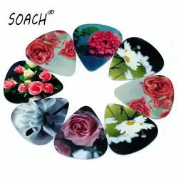 Soach 50 шт. 0.46 мм высокого качества медиаторы два боковых выбрать blomming цветы выбирает серьги DIY Mix выбирает Гитары