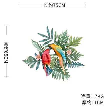 Креативные тропические цветы и птицы вход фон украшения на стену кулон железо - Цвет: A