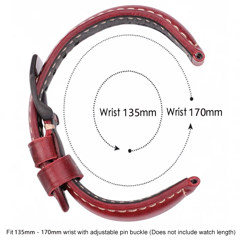 Genuine Leather Watchband Bracelet 20 22 24 26mm Women Men Oil Wax