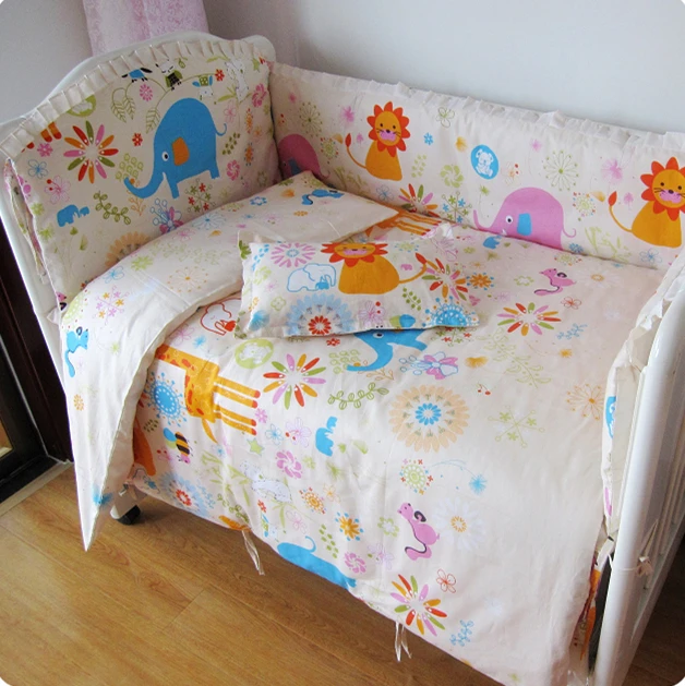 Promotion 9PCS Full Set baby bed set cartoon font b Cute b font Baby Crib bedding
