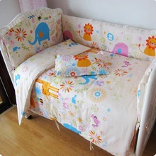 Promotion! 9PCS Full Set baby bed set cartoon Cute Baby Crib bedding set,4bumper/sheet/pillow/duvet,120*60/120*70cm