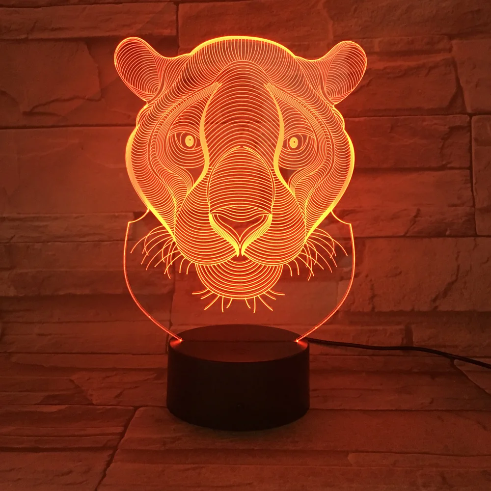 Детский Светильник 3D Лев ночник Цвета 3D Luminaria Креативный светодиодный Блеск Акрил детские подарки в помещении деко прикроватные лампа