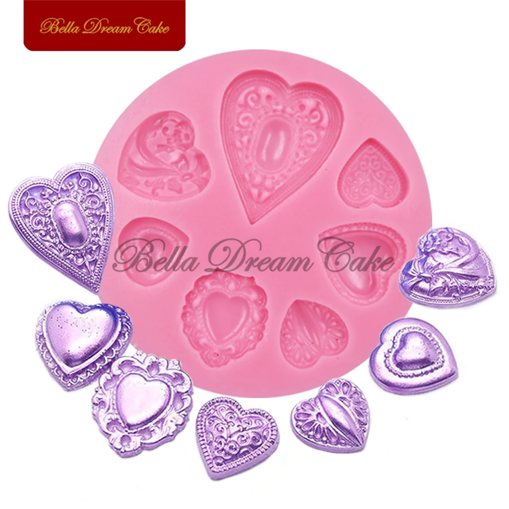 

Heart Jewelry Diamonds Silicone Mold for Fondant Cake Decorations Chocolate Cupcake Moulds Baking Cake Decorating Tools SM-220
