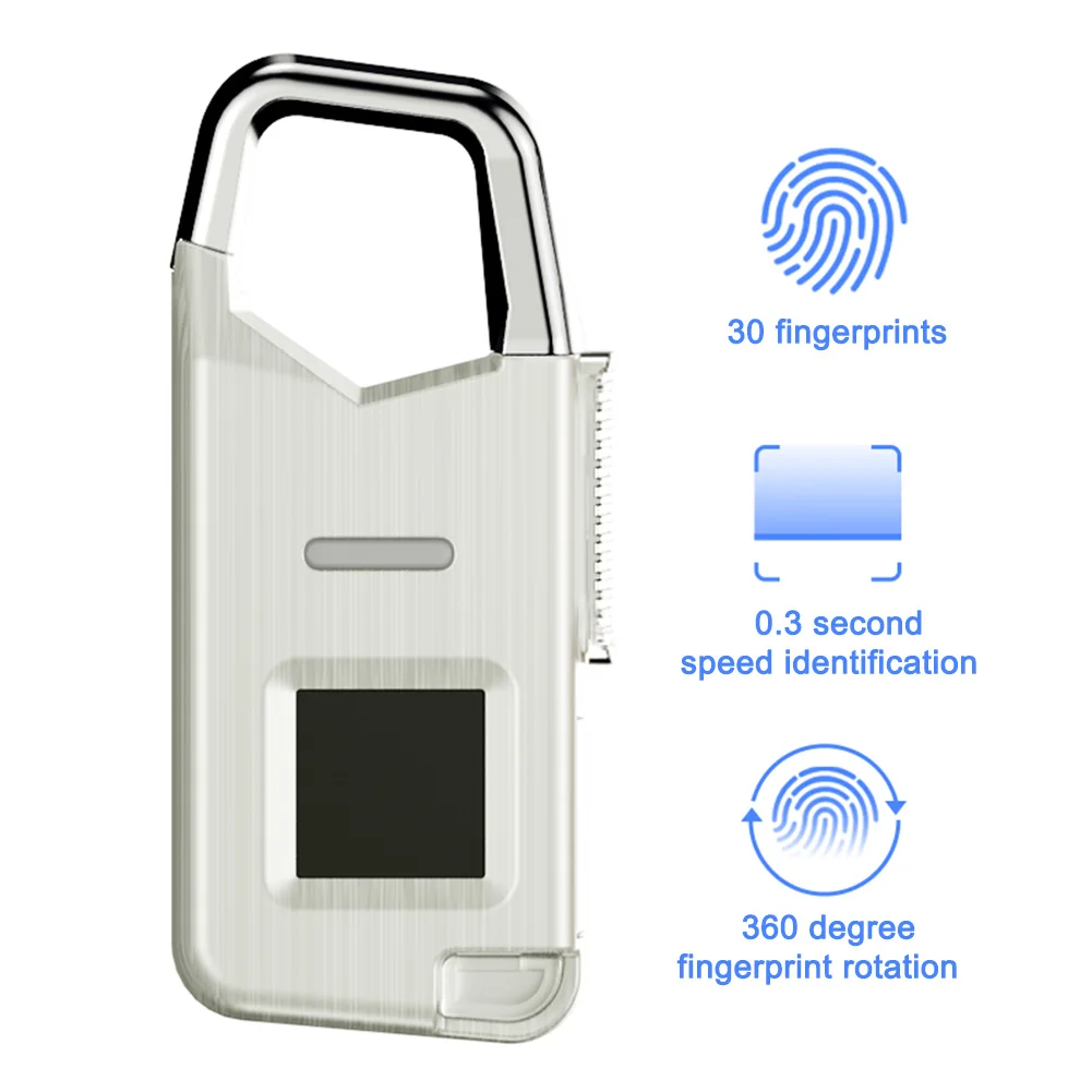 

For Cabinets Lock Mini Portable Fingerprint Padlock Waterproof Multifunctional Safety Keyless Door Smart Zinc Alloy#