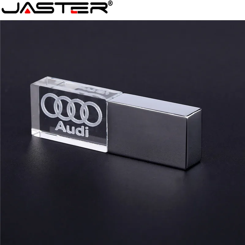 

JASTER audi crystal + metal USB flash drive pendrive 4GB 8GB 16GB 32GB 64GB 128GB External Storage memory stick u disk
