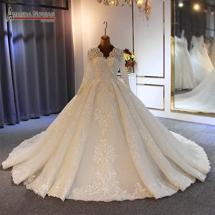 

robe de soiree wedding dress 2019 bridal dress full beading hand sew 100% real work