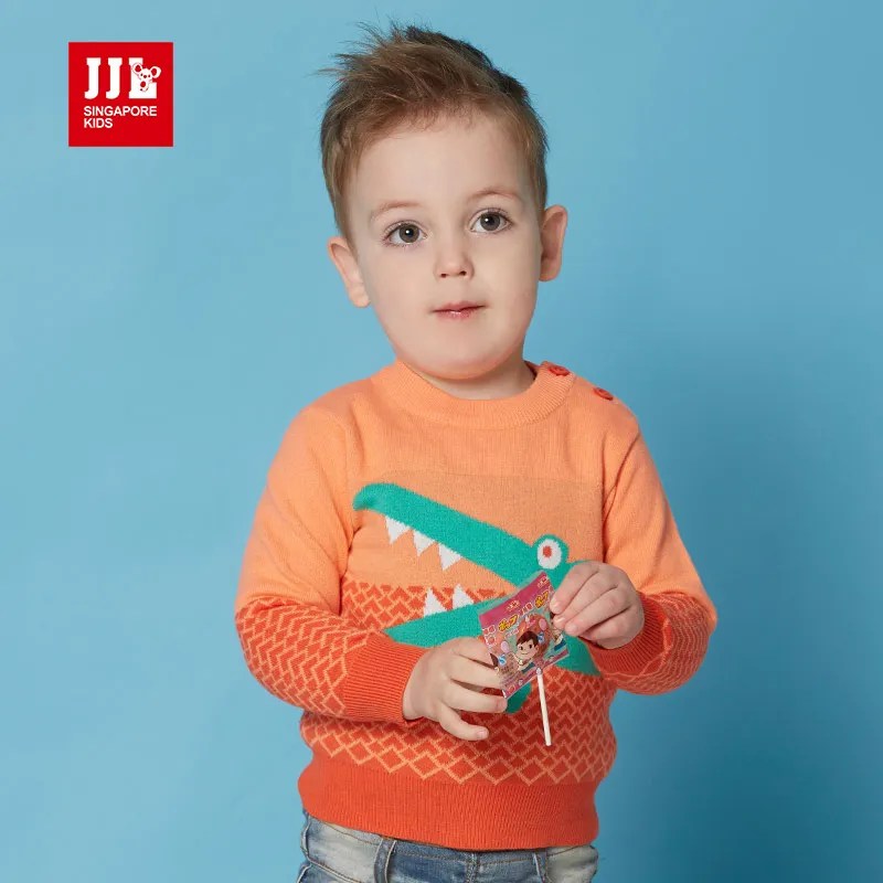 2016 spring new kids baby boy sweater 100 cotton crocodile pattern children sweater newborn o neck
