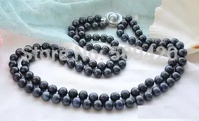 

Free Shipping >>DOUBLE STRANDS 8-9MM SOUTH SEA BLACK PEARL NECKLACE 17- 18''