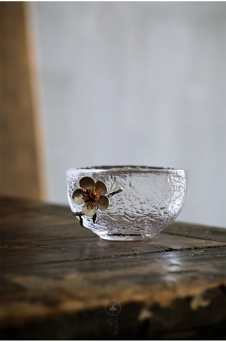 Japanese Glass Cup, TeaCup, Tin Cup, single Cup, flower , Kung Fu Tea