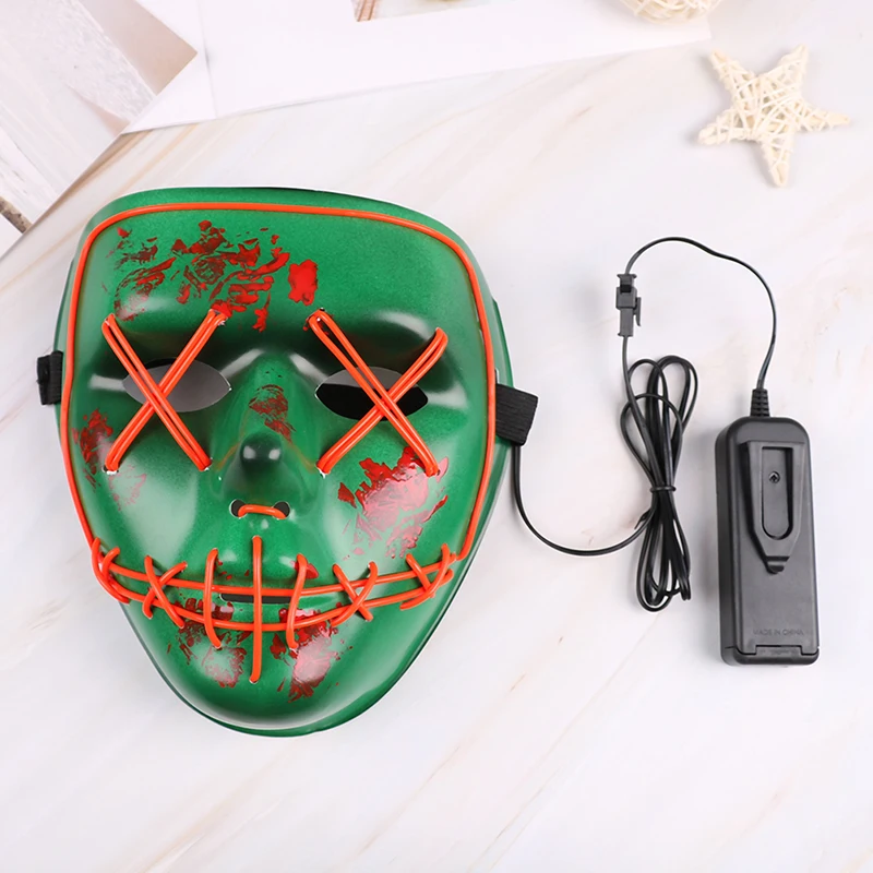 1pc Halloween Party Mask LED Light Up Masks Funny Festival Masks Cosplay Costume Supplies Glow In Dark Red/Blue/Green/Purple