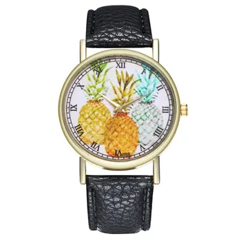 

FUNIQUE Pineapple Dial Leather Couple Quartz Wrist Watch For Women Relojes Para Mujer Dropshipping