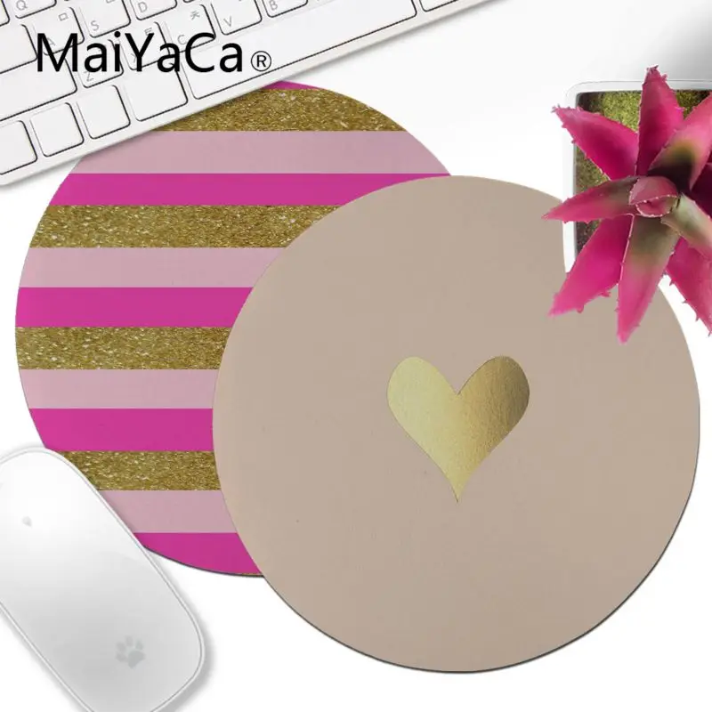

MaiYaCa In Stocked Pink and gold wallpaper Customized laptop Gaming mouse pad Creative Rubber Mat anime Mousepad for girl's gift