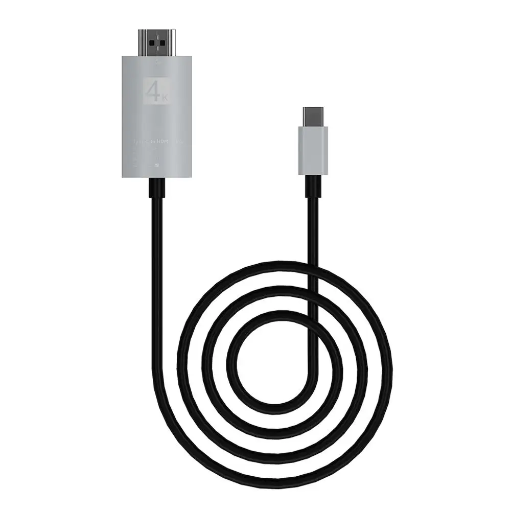 Серый SOONHUA USB-C 4 K HDMI кабель USB 3,1 type C к HDMI кабель HDTV HDMI адаптер Шнур для MacBook huawei P20 Pro - Цвет: Серый
