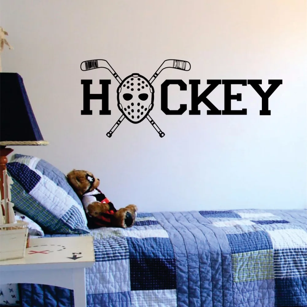 Hockey Goalie Mask and Sticks Quote Decal Wall Vinyl Sticker Art Sports