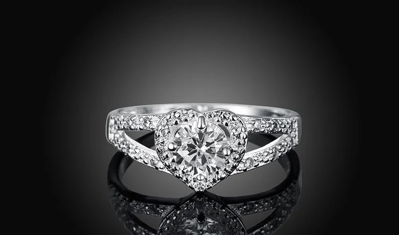Новая мода серебристый циркониевый кольца для Женская Модная бижутерия супер вспышка любви пара подарки 925 Серебряный OEM