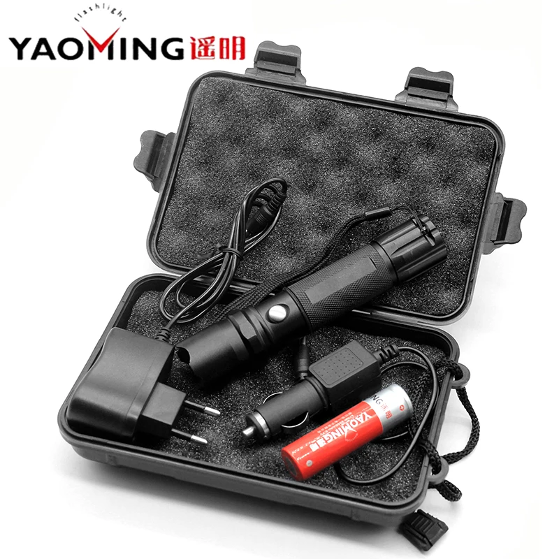 

Cree flashlight waterproof linterna led rechargeable high power police flashlight torch lamp light+18650 battery+charger