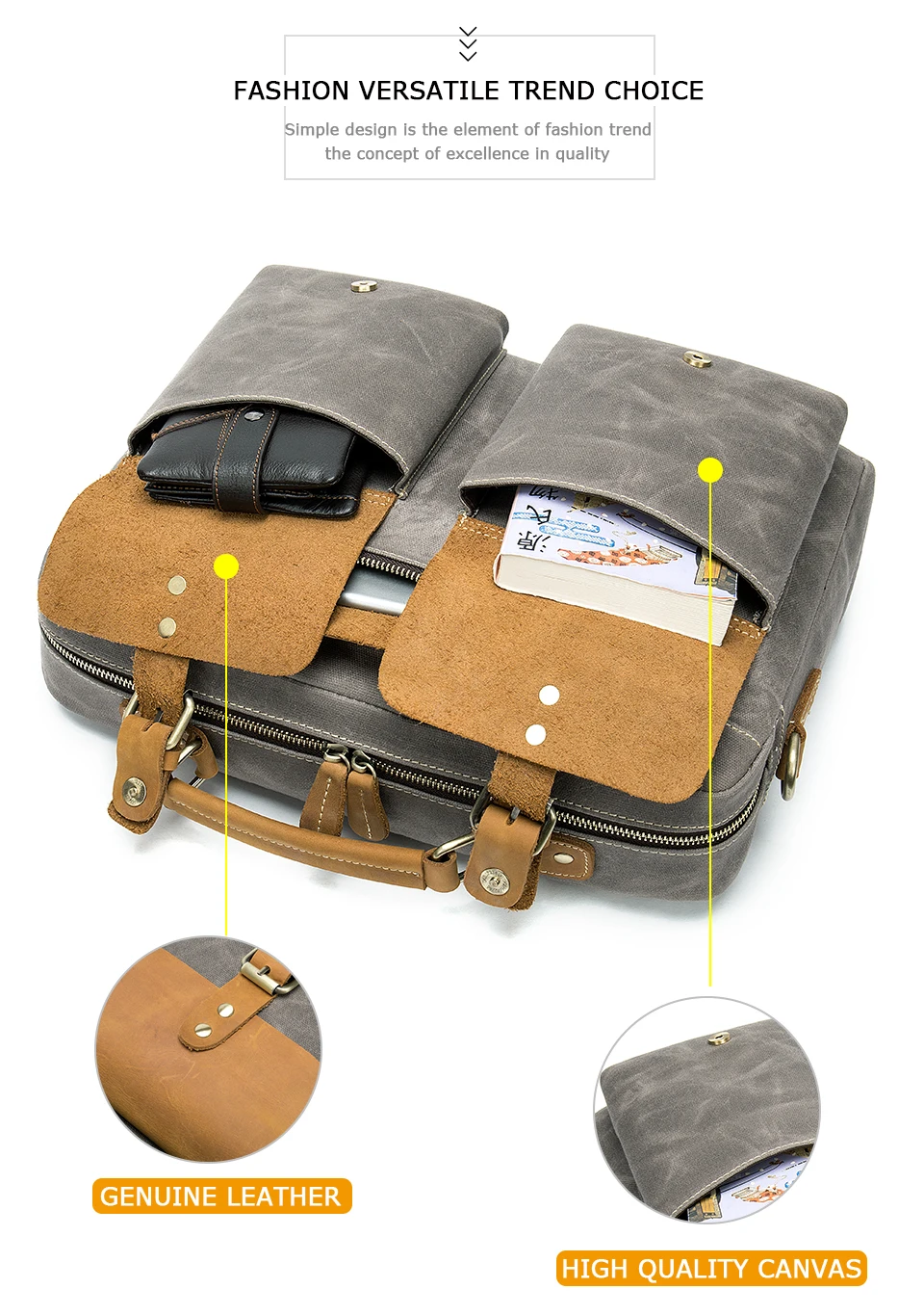 6 canvas men's briefcase bag office laptop bag mens briefcase messenger bags for men business men's 13.3' computer bags