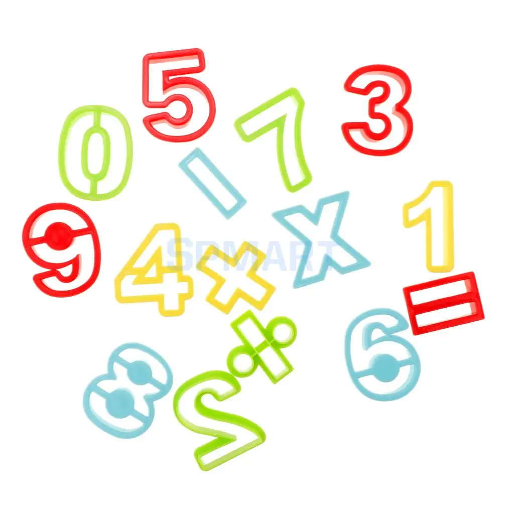 15 Pieces Of Colorful Digital Number Symbols Dough Clay Plate Molds Toy Set Kids Toy Gift