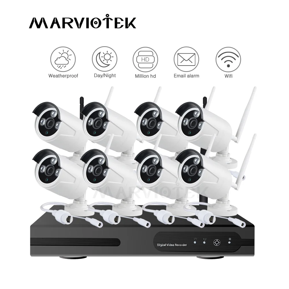 8CH CCTV камера система Беспроводная 720P IP Wifi NVR комплект наружная P2P домашняя