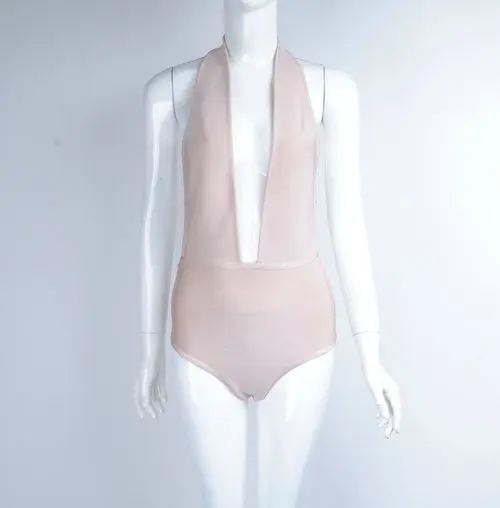 Сексуальное Женское боди 5 цветов с глубоким v-образным вырезом облегающее Бандажное боди пляжная одежда - Цвет: Хаки