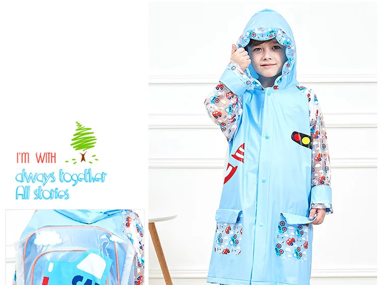 4.Toddler Kids Raincoat EVA Rain Coat Hooded Boys Girls Rain Poncho Impermeable Raincoat For Children With Schoolbag