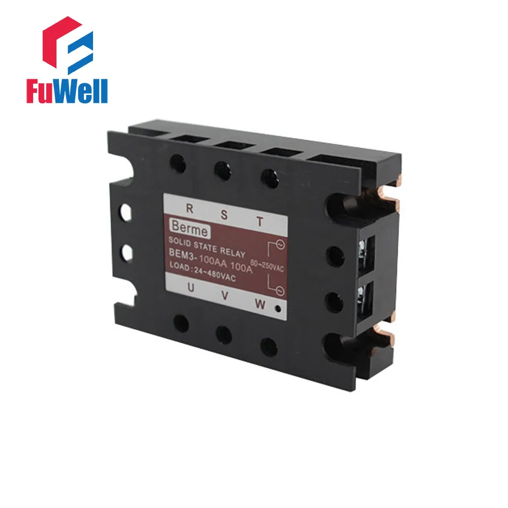 

3-phase Solid State Relay SSR AC-AC 100AA Input 80-250V AC Load 24-480V AC