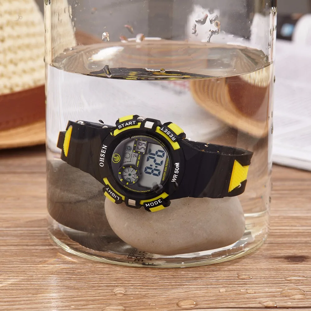 Оригинальный бренд Ohsen цифровые часы ребенок ЖК-дисплей вода ударопрочные спортивные часы дети мальчиков сигнализации Дети наручные Дети
