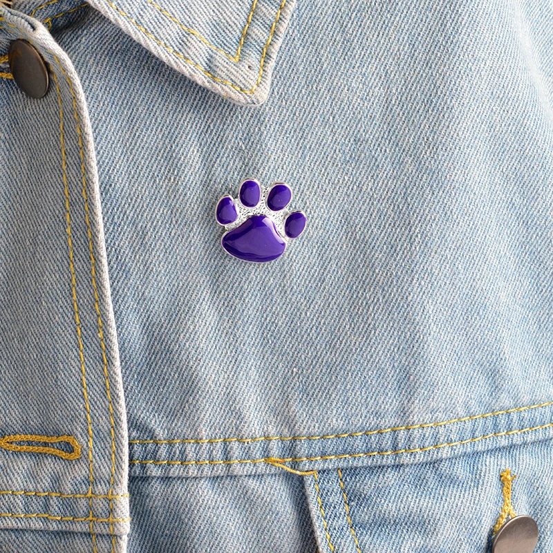 

Cartoon Pet Paw Print Dog Claw Brooch Enamel Purple Animal Paw Print Backpack Jacket Puppy Footprint Badge Kid's Gift