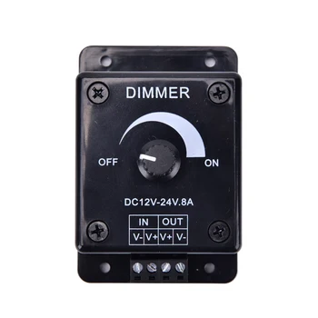 

LED Dimmer Switch DC 12V 24V 8A Adjustable Brightness Bulb Strip Driver Single Color Light Power Supply Controller