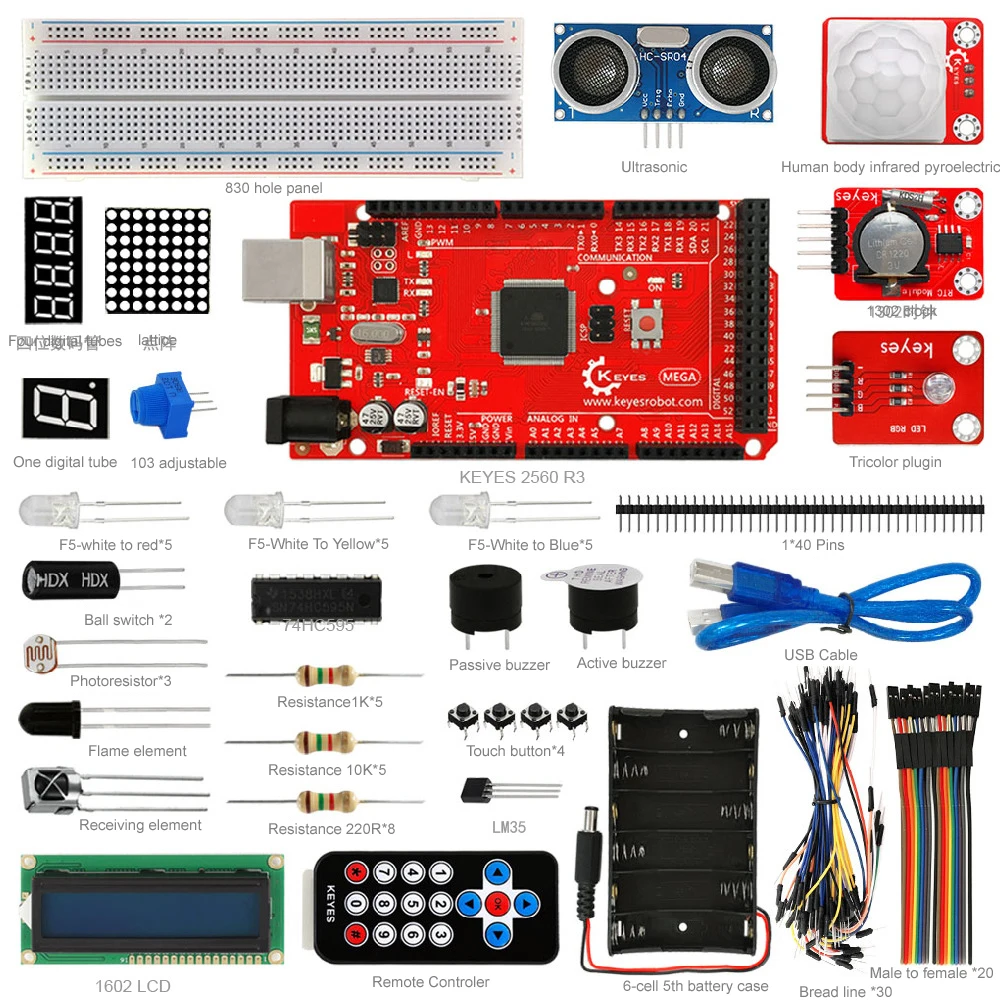 KEYES базовый стартовый комплект для ARDUINO 2560 R3 макетной платы|Демонстрационные