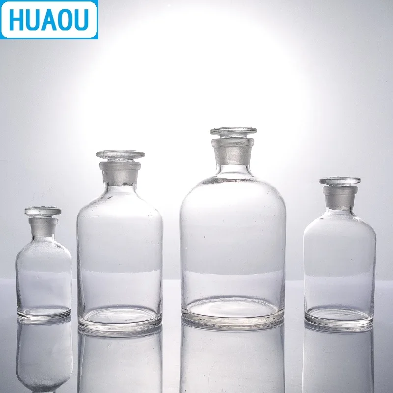 HUAOU 10000mL Narrow Mouth Reagent Bottle 10L Transparent Glass with Ground in Glass Stopper Laboratory Chemistry Equipment